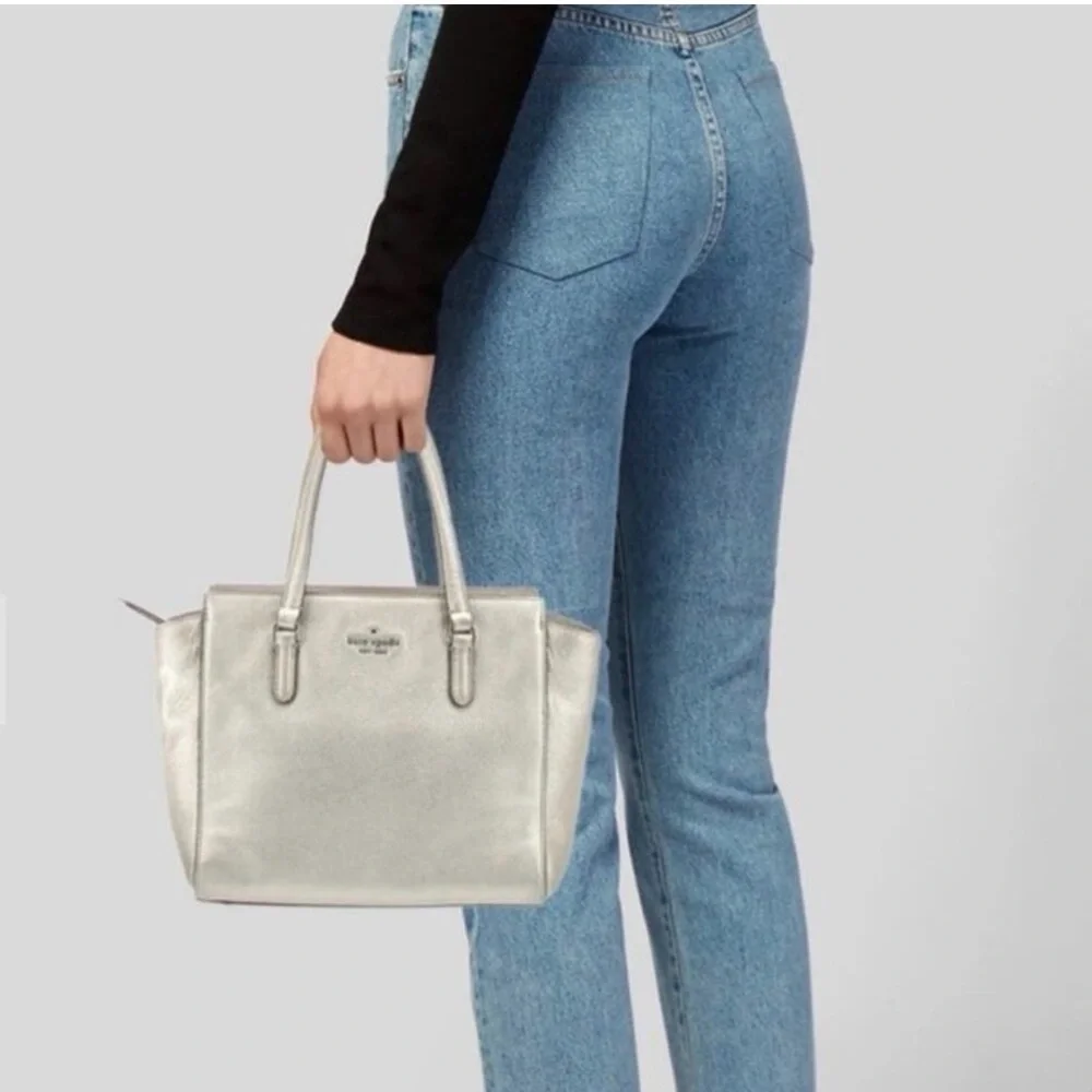 Kate Spade Metallic Jackson Leather Medium Satchel Crossbody Bag AND Wallet